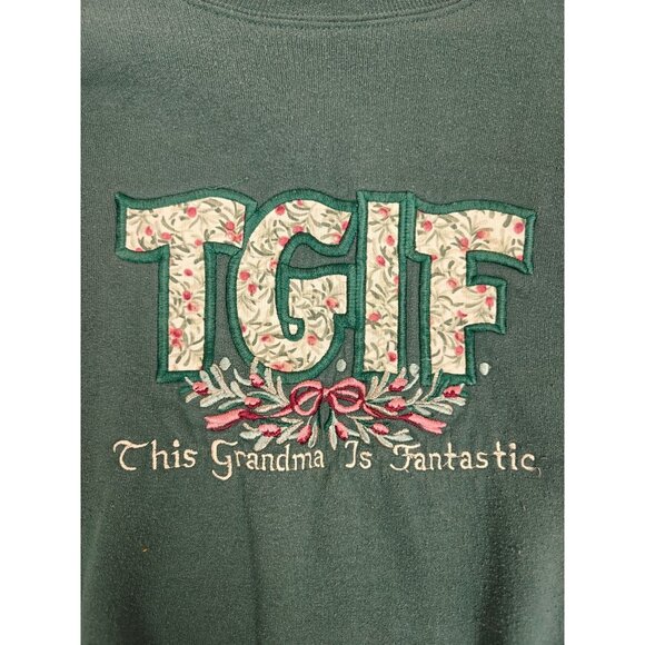 Vintage Mc  Energy Sportswear Green TGIF Grannycore Graphic Sweatshirt - Picture 3 of 7